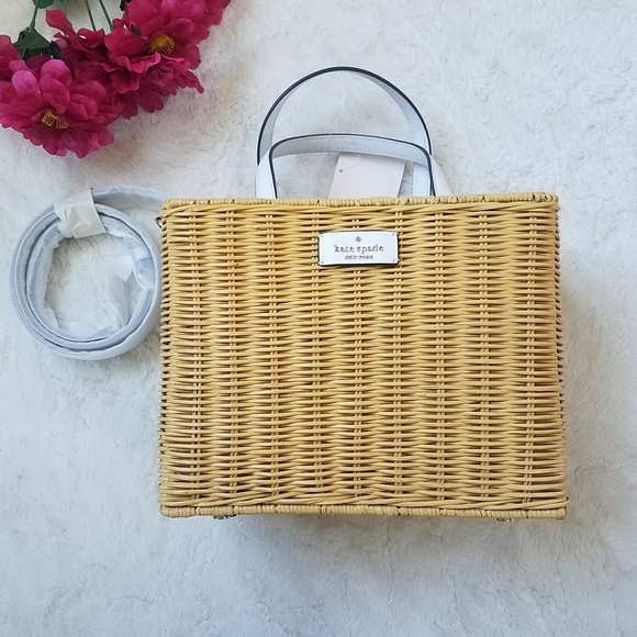 Kate Spade Lemon Print Sam Wicker Satchel with Dust Bag - Picture 2 of 9